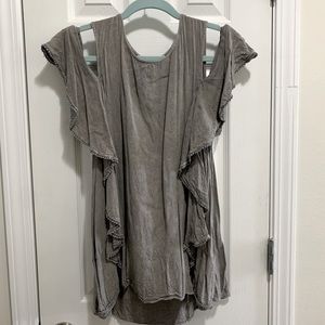 Brown Ruffle Top Sz L